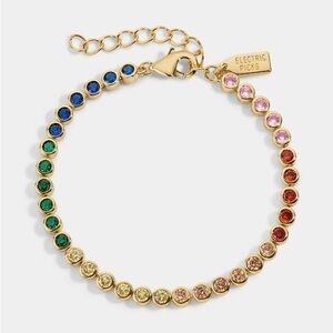 Electric Picks Gold Bracelet with Rainbow Gems